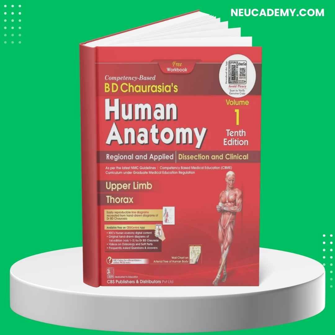 BD Chaurasia's Human Anatomy Volume 1 10th Edition (With Workbook) -Regional and Applied Dissection and Clinical Upper Limb Thorax Latest