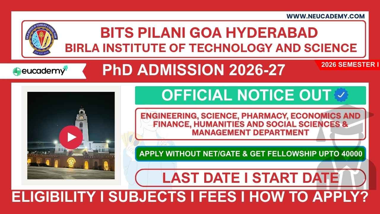 BITS Pilani PhD Admission 2026-27 (Semester I)