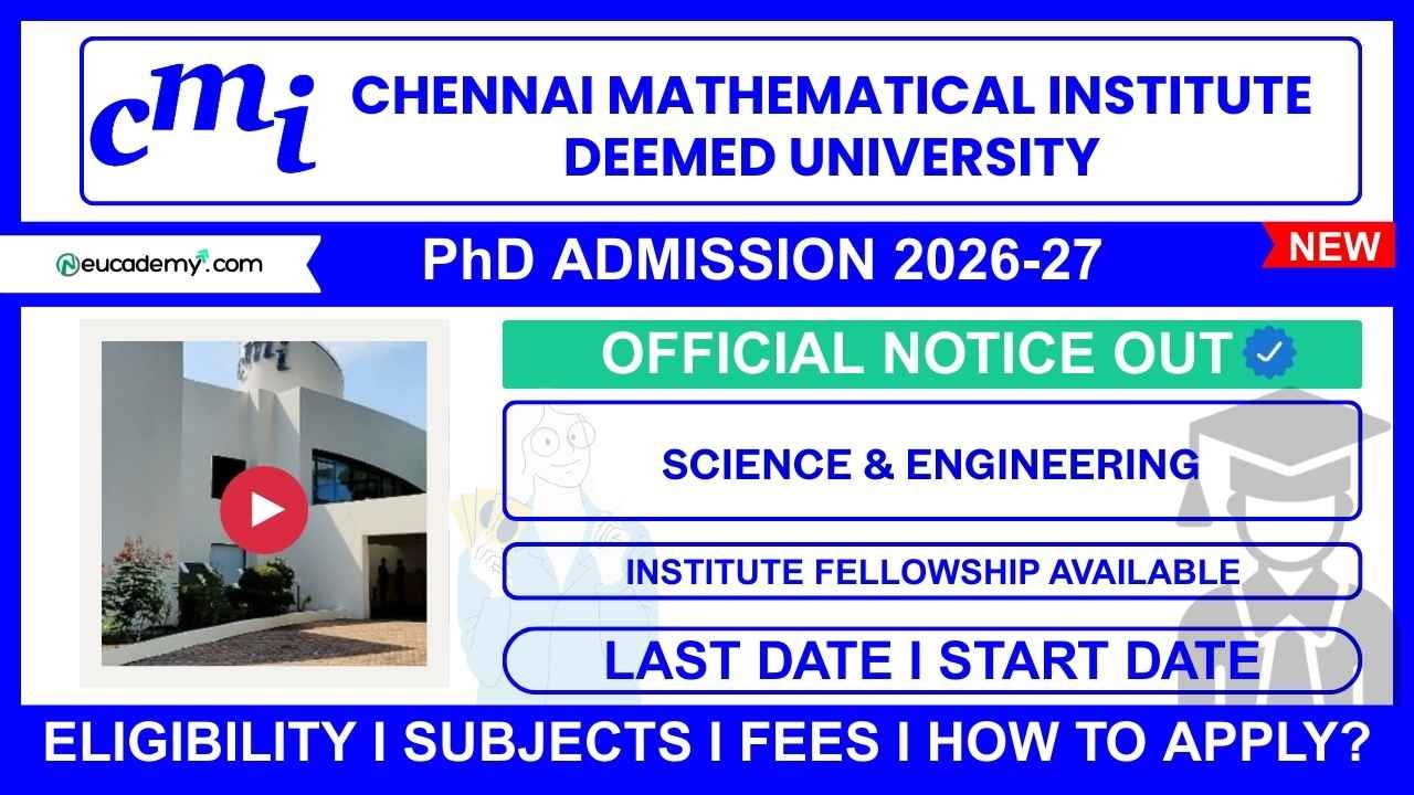 Chennai Mathematical Institute (CMI) PhD Admission 2026-27