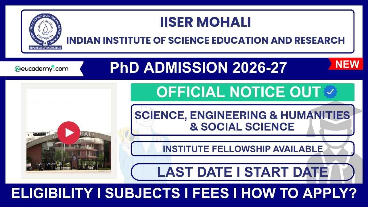 IISER Mohali PhD Admission 2026 (Aug)
