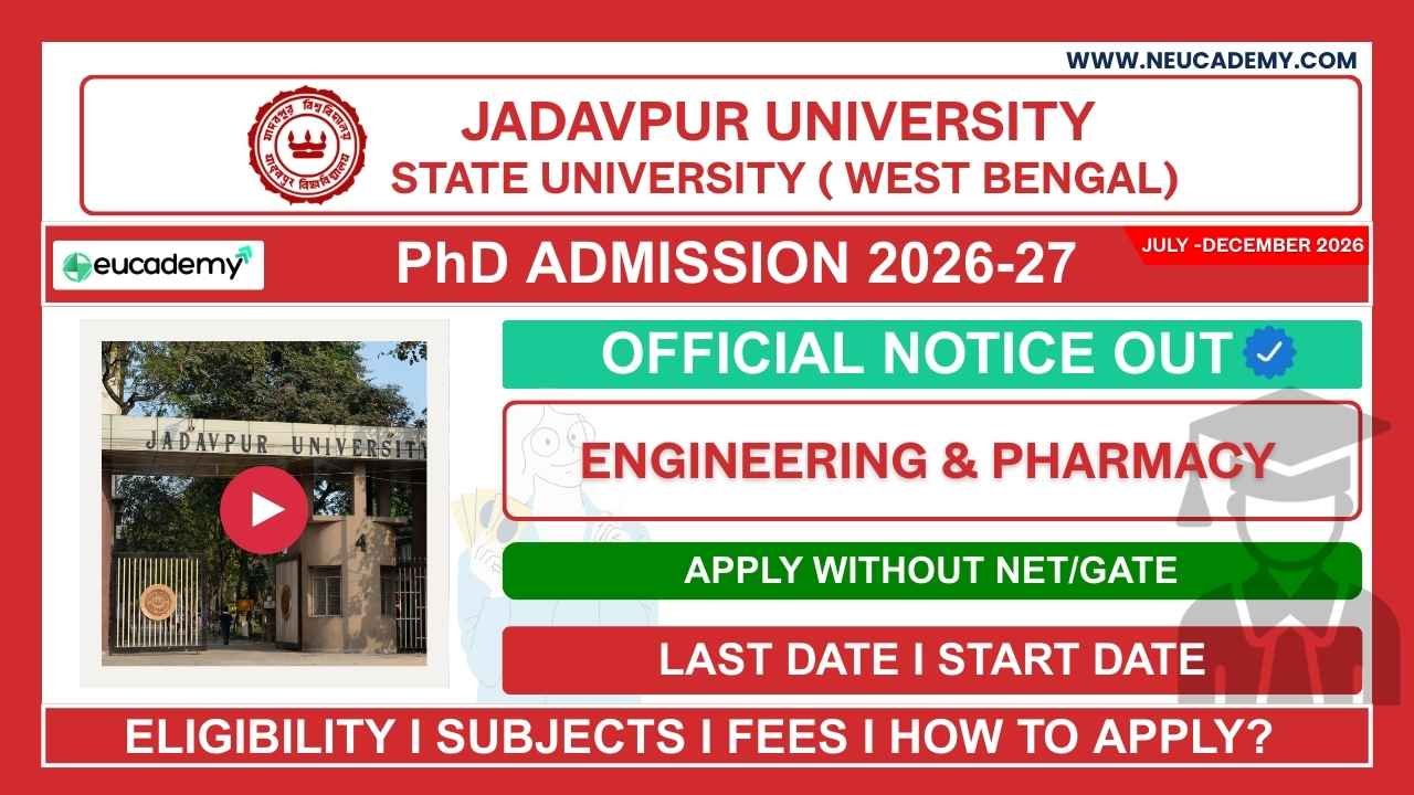 Jadavpur University (JU) PhD (Engineering and Pharmacy) Admission 2026 (July)