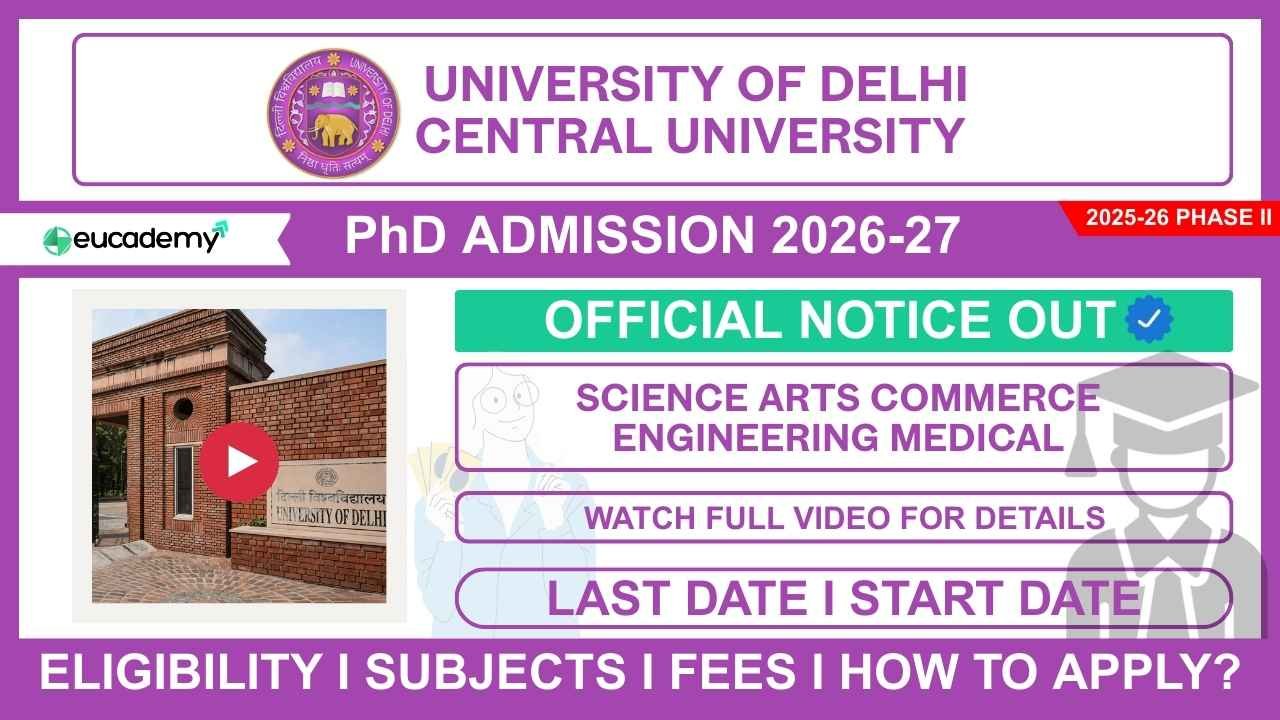 University of Delhi (DU) PhD Admission 2026 Phase II Notification Eligibility, Fees, Process