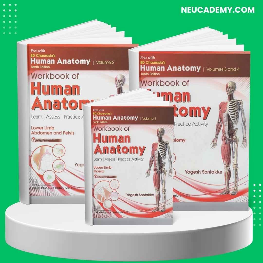 BD Chaurasia’s Human Anatomy 10th Edition 4 Volume 1 to 4 - Workbook Combo