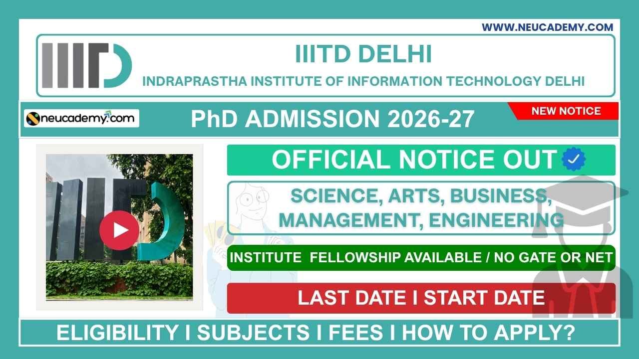 IIIT Delhi PhD Admission 2026 (April)