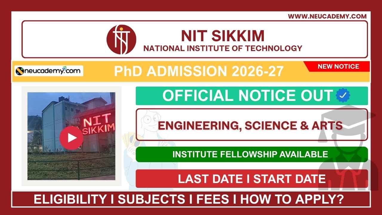 NIT Sikkim PhD Admission 2026-27 (Odd Semester)