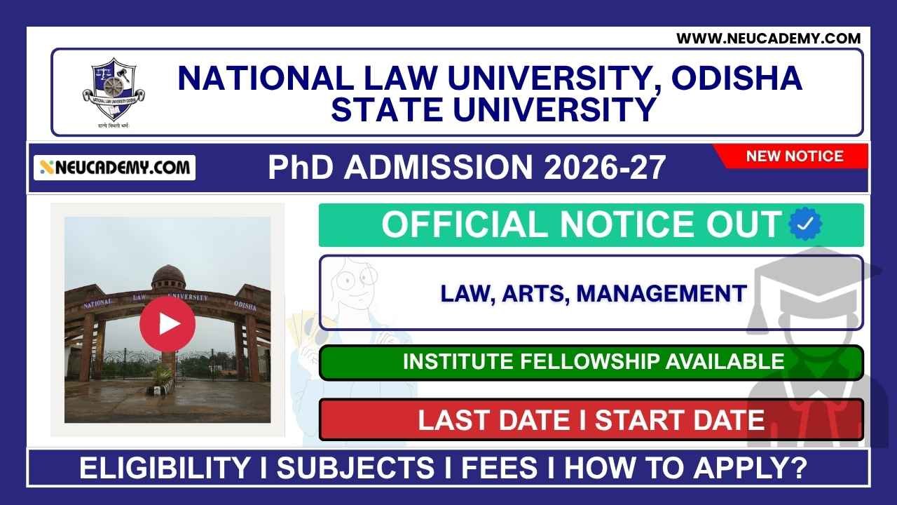 National Law University Odisha (NLOU) PhD Admission 2026-27
