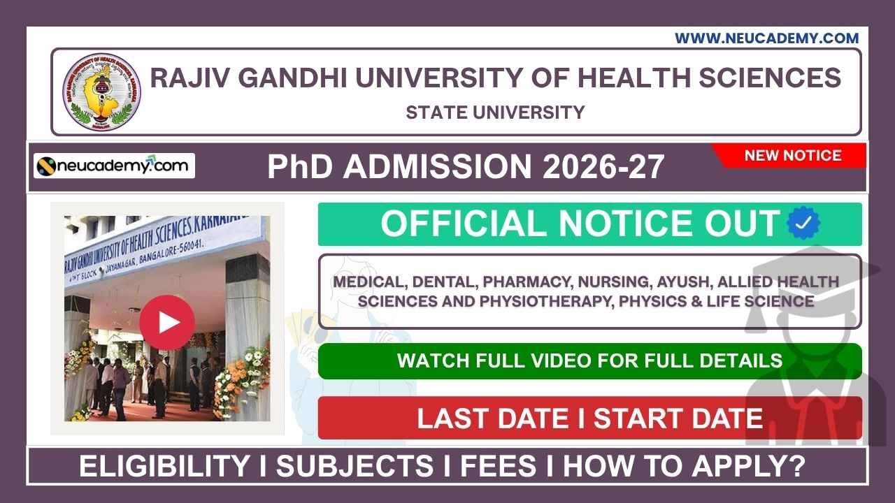 Rajiv Gandhi University of Health Sciences (RGUHS) Karnataka PhD Admission 2026-27