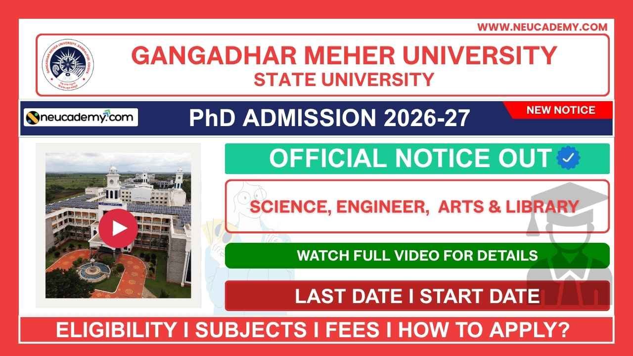 Gangadhar Meher University PhD Admission 2026 (July)