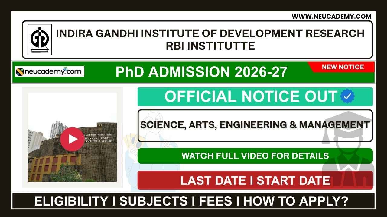 Indira Gandhi Institute of Development Research (IGIDR) PhD Admission 2026