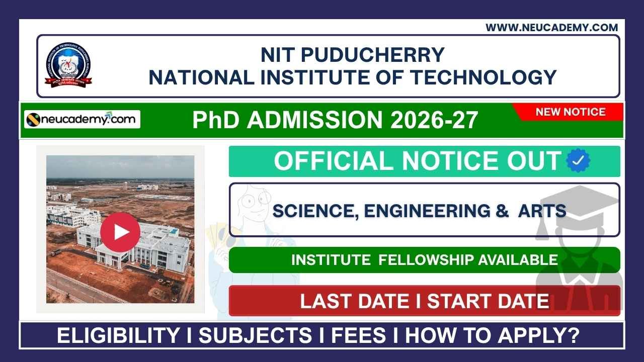 NIT Puducherry PhD Admission 2026 (July)