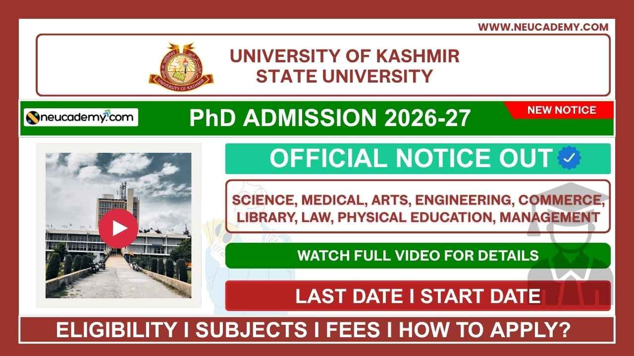 University of Kashmir (UOK) PhD Admission 2026 (May)