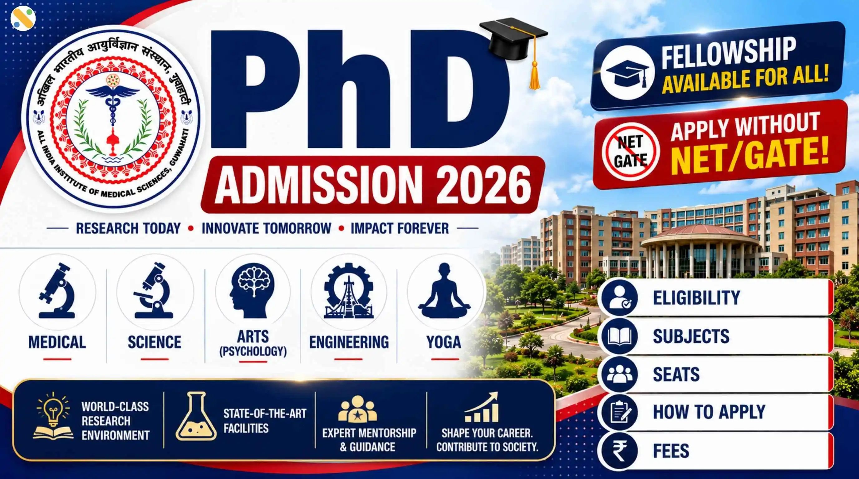 AIIMS Guwahati PhD Admission 2026 (July)