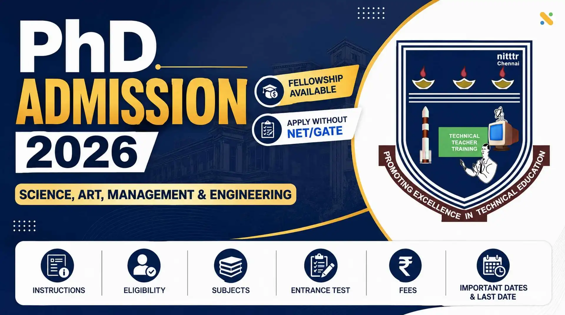 NITTTR Chennai PhD Admission 2026 (July)