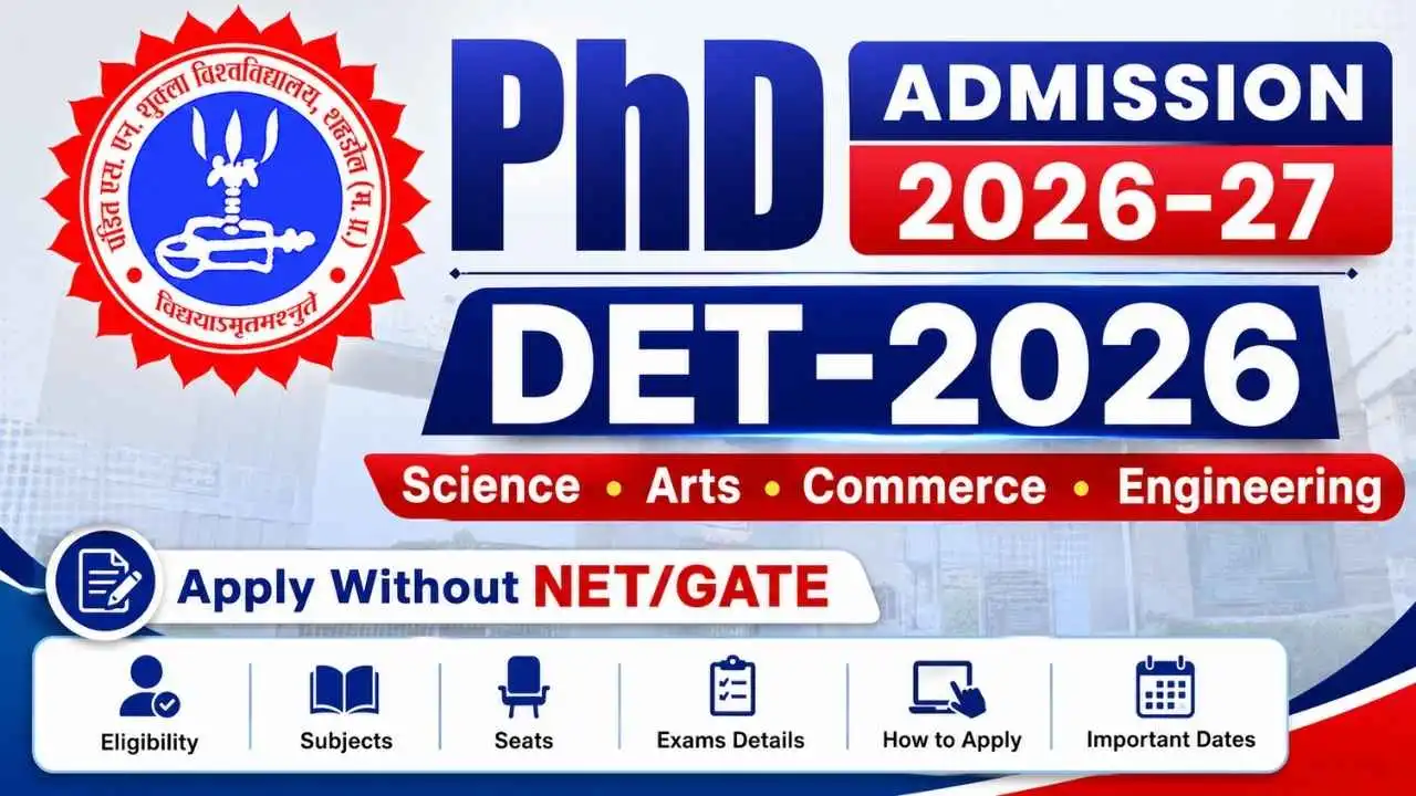 Pandit Shambhu Nath Shukla Vishwavidyalaya (PTSNSU) PhD Admission 2026-27