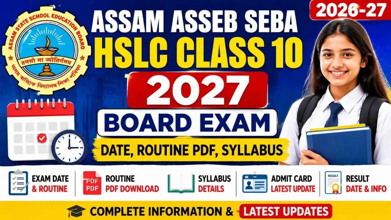 Assam ASSEB SEBA HSLC Class 10 2027