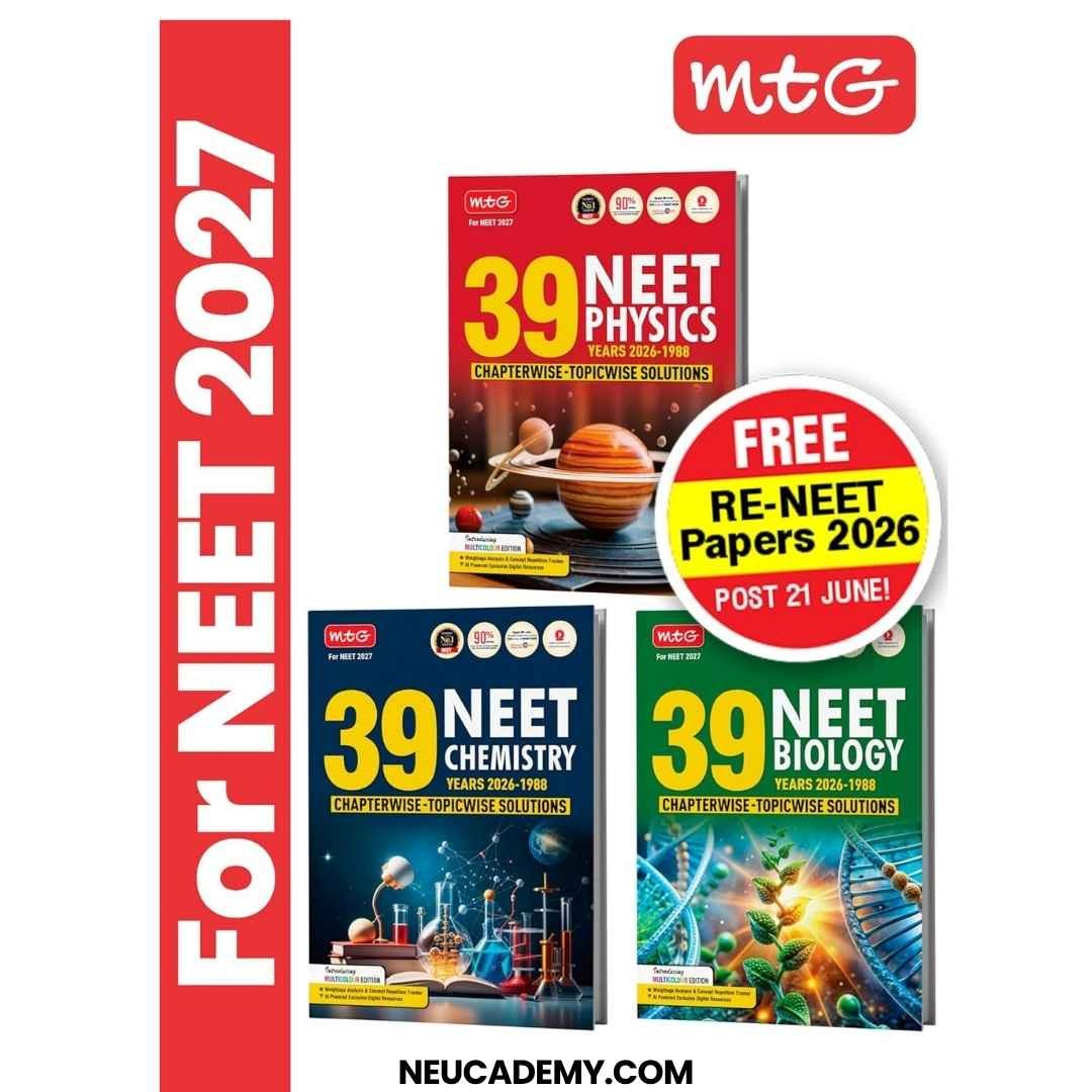 MTG NEET Physics Chemistry Biology PYQ with Chapterwise Topicwise Solutions for 2027 (Set of 3)