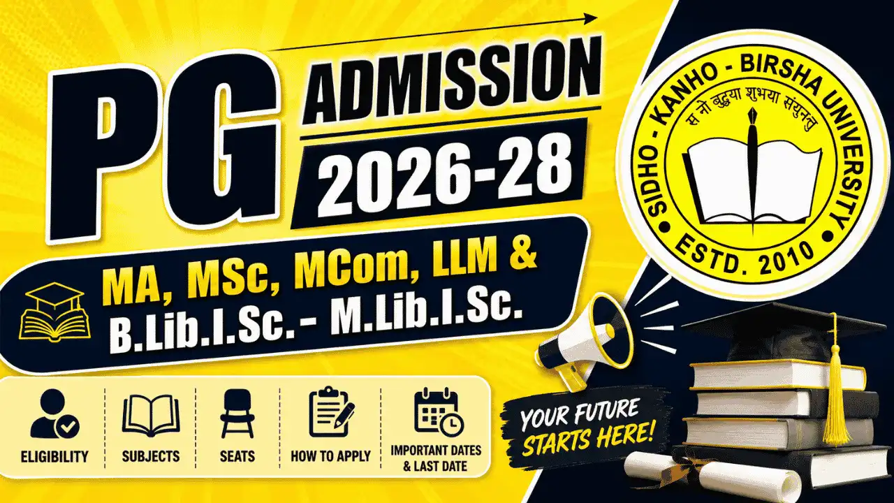 Sidho-Kanho-Birsha University (SKBU) PG Admission 2026-28
