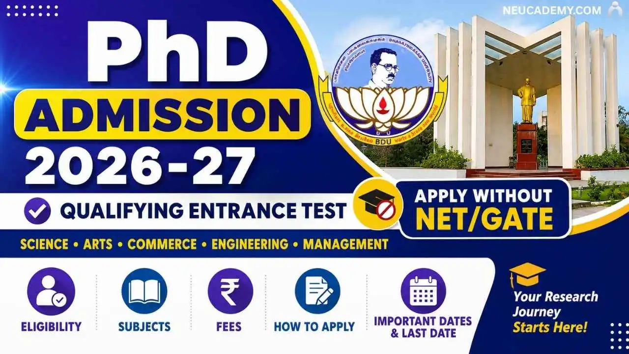 Bharathidasan University (BDU) PhD Admission 2026