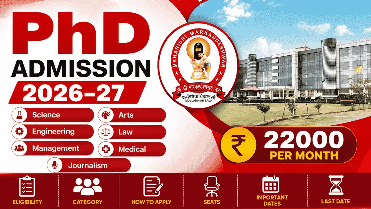 Maharishi Markandeshwar (Deemed to be University) MMDU PhD Admission 2026-27