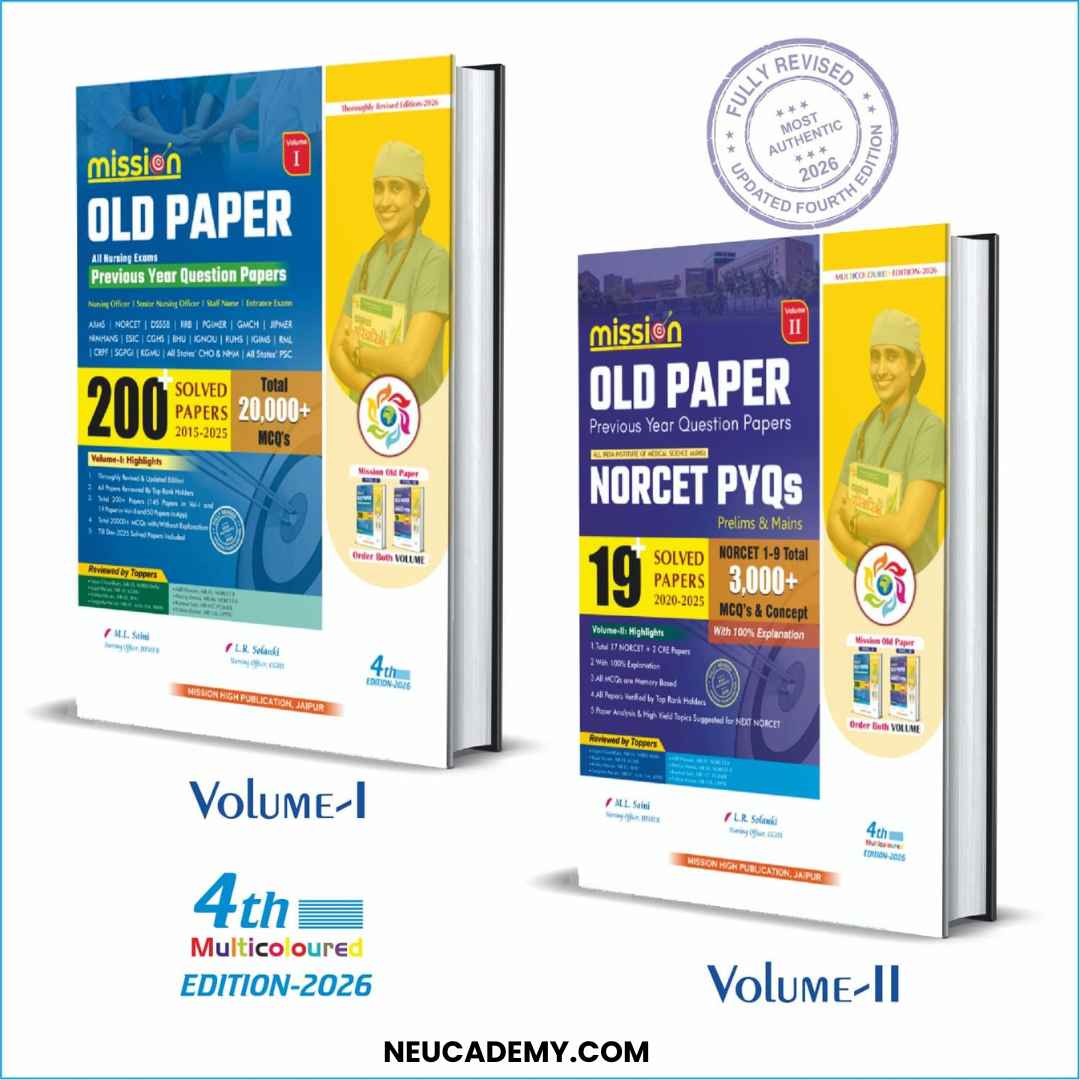 Mission Old Paper AIIMS Nursing Previous Year Question Papers Volume 1 and Volume 2 Combo