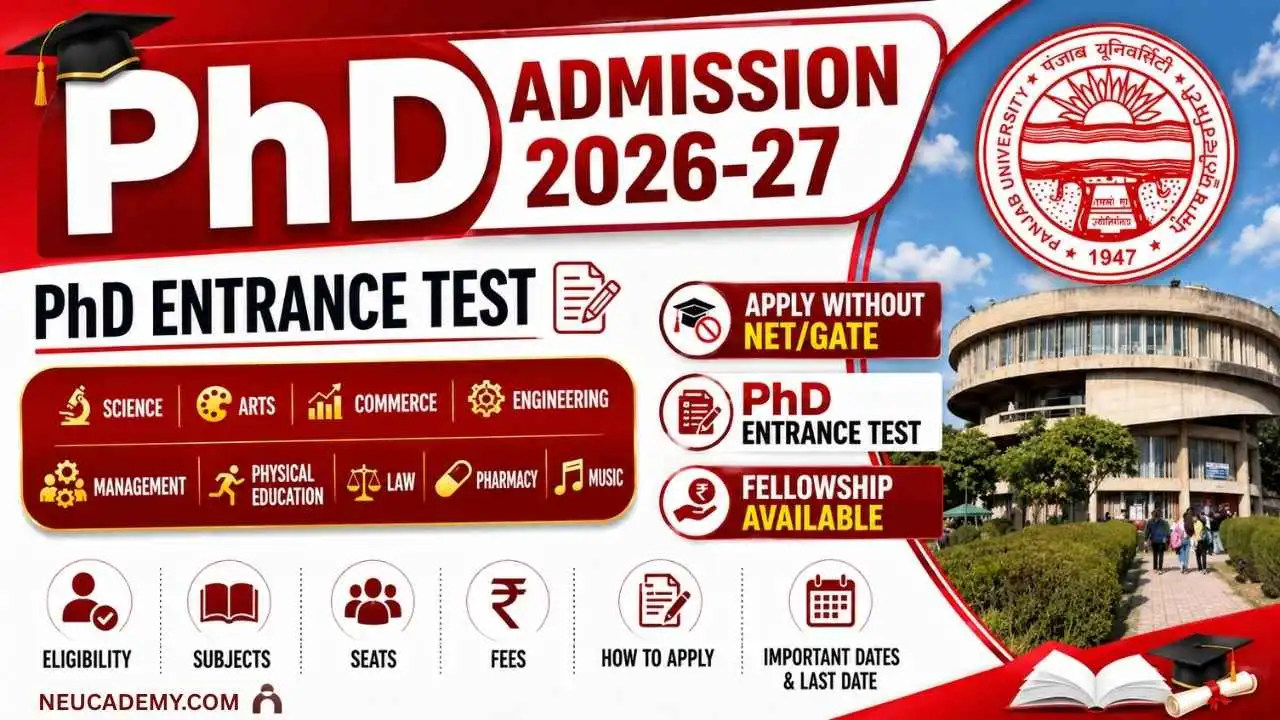 Panjab University (PU) PhD Admission 2026-27