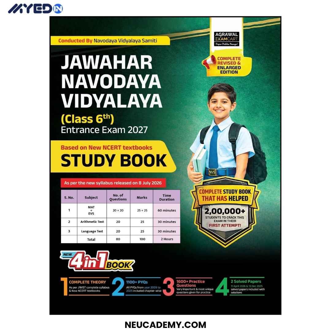 Examcart Jawahar Navodaya Vidyalaya (JNV) Class 6 Complete Guidebook For Entrance Exam 2027