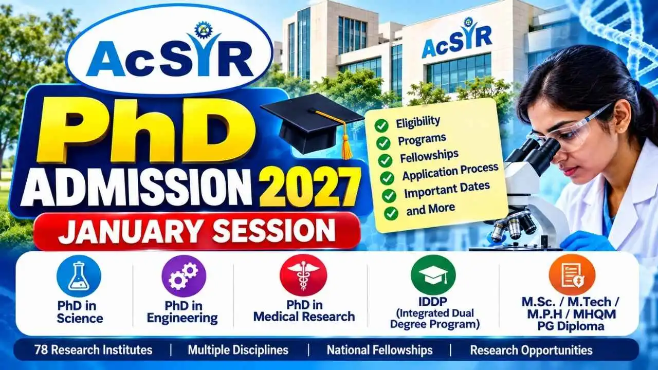 AcSIR Admissions 2027 (January)