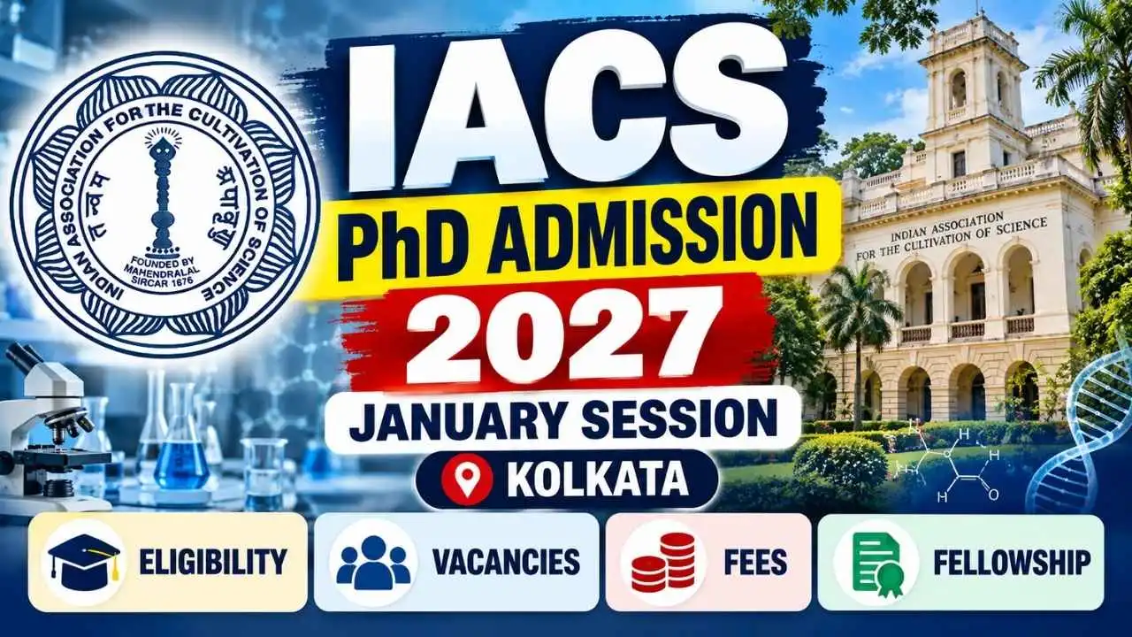 Indian Association for the Cultivation of Science (IACS) PhD Admission 2027 (January)