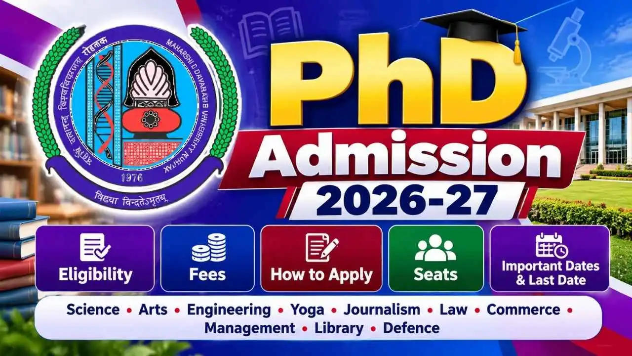 Maharshi Dayanand University (MDU) Rohtak PhD Admission 2026-27