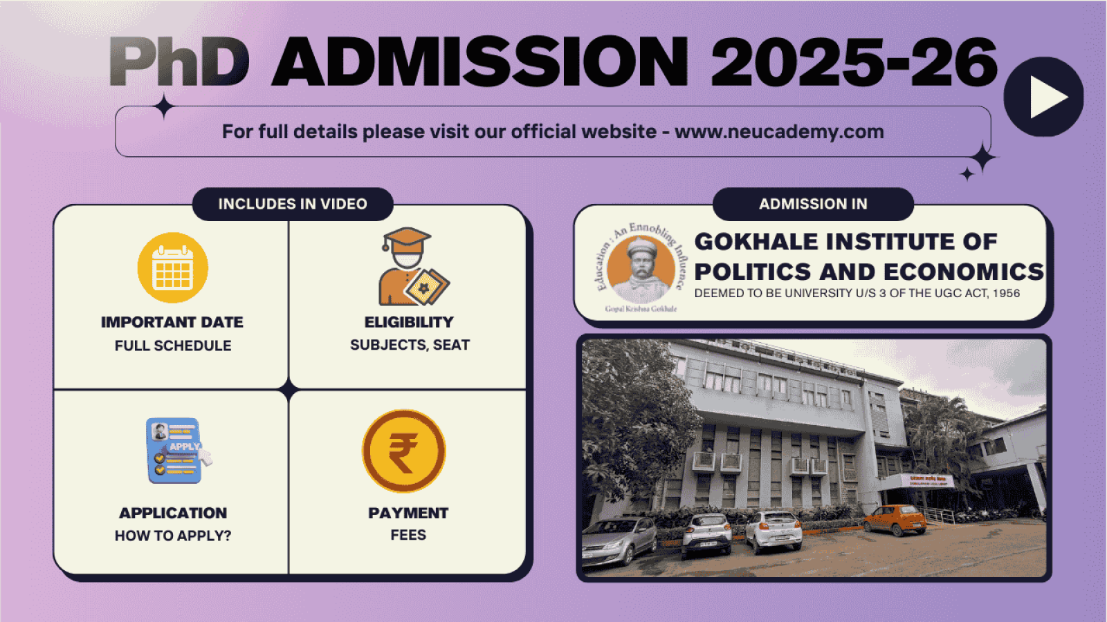 PhD admission details for 2025-26