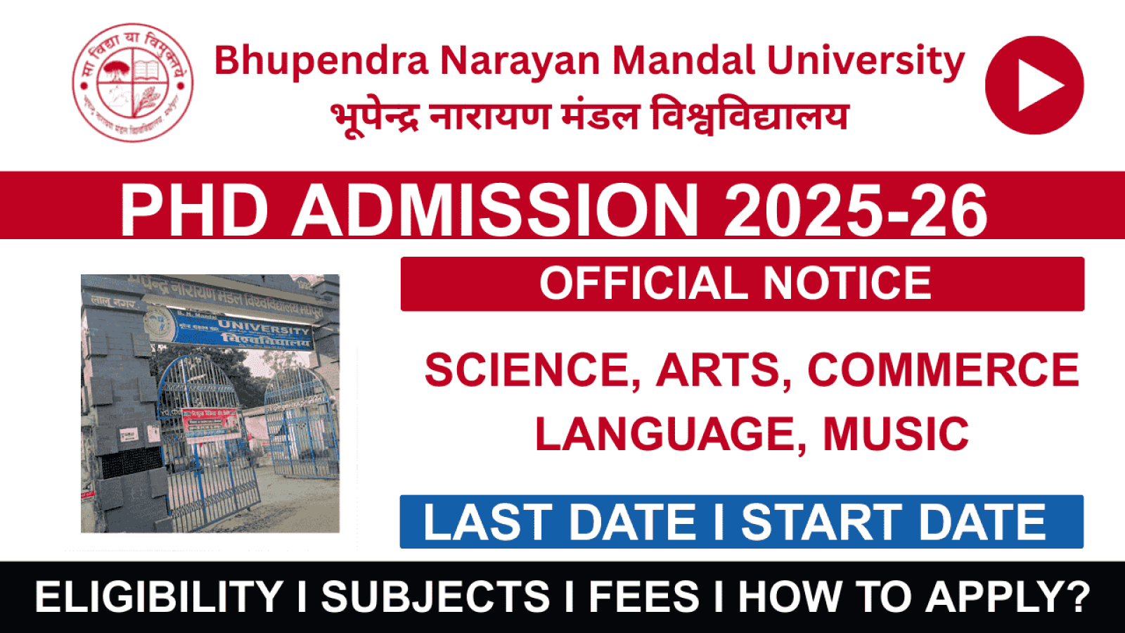 PhD admission notice for 2025-26