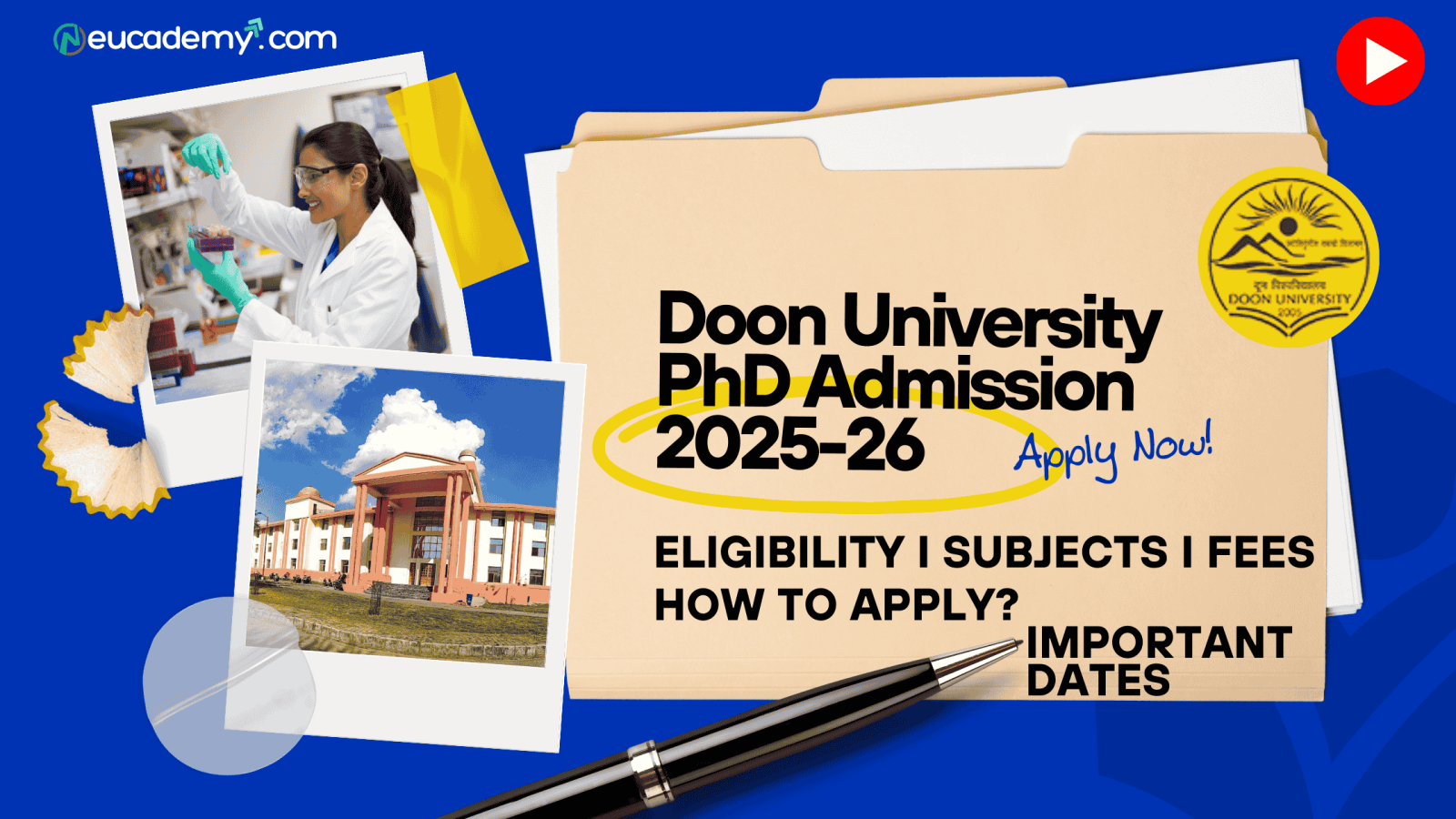 Doon University PhD admission announcement.
