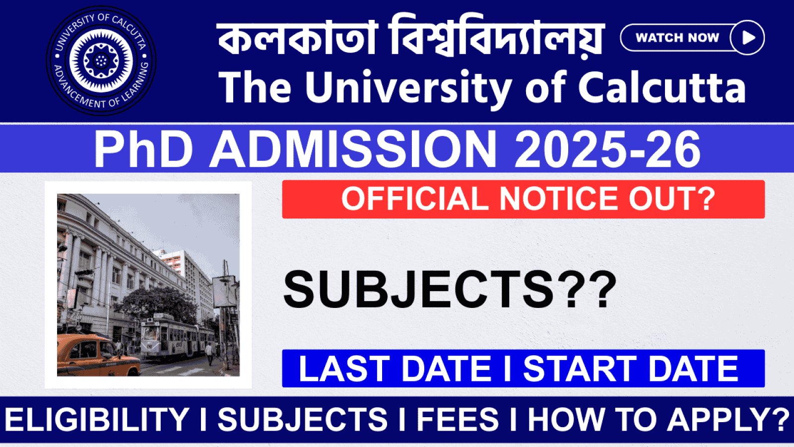 Ongoing PhD Admission 2025-26 University of Calcutta (CU)