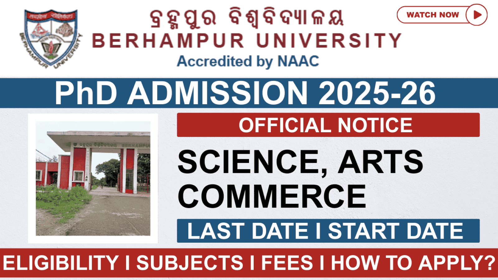 PhD Admission 2025-26 Berhampur University