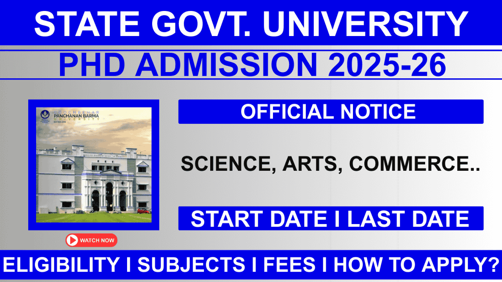 PhD Admission 2025-26 Cooch Behar Panchanan Barma University (CBPBU)